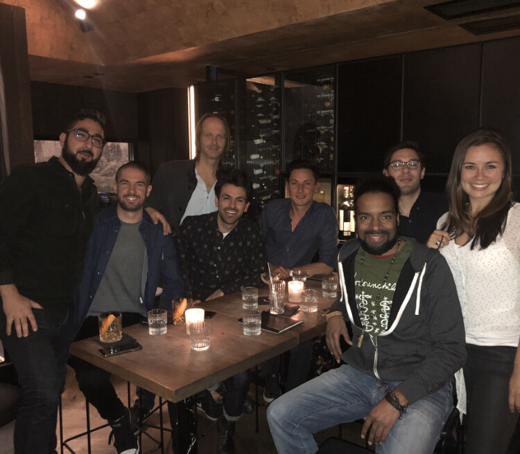 Remco Keijzer gathered with musician friends after a performance